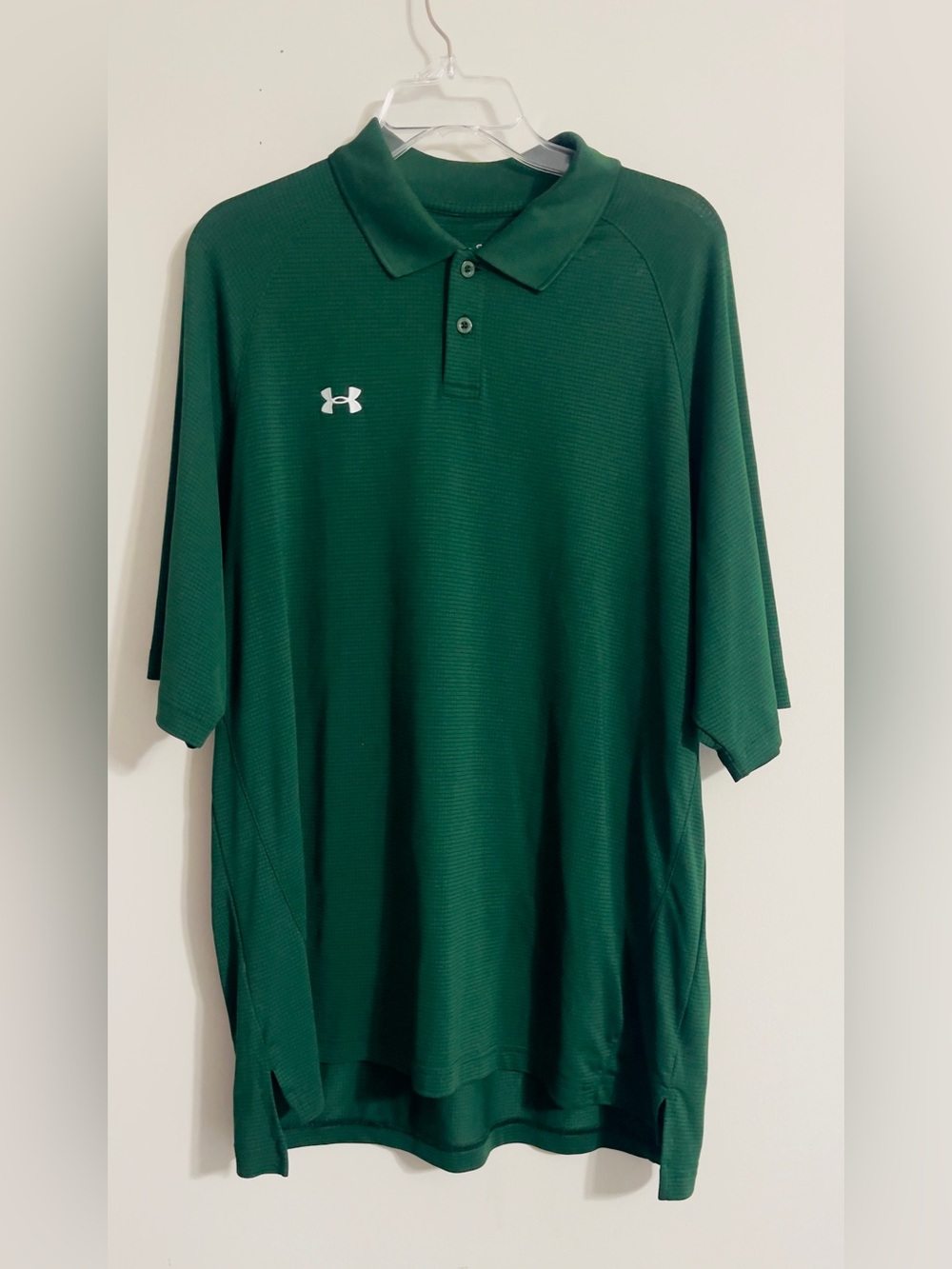 Under Armour Performance Golf Polo Shirt XL HeatGear Loose Fit Grid Check Green